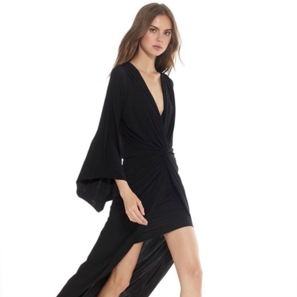 NWT | MISA Los Angeles Black Teget High Low Knotty Twist Dress | Size M